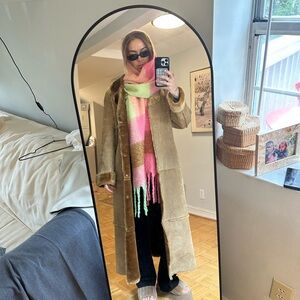 Long Tan Shearling Coat